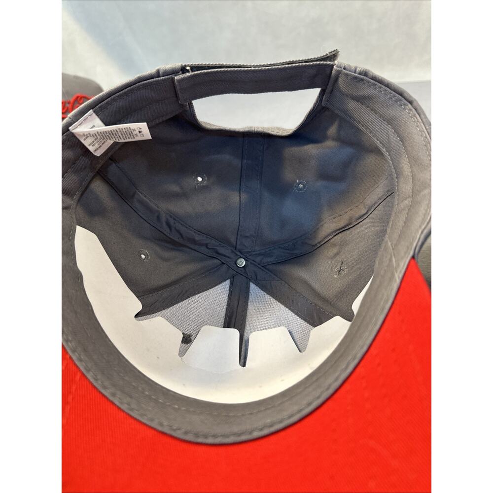 Coca Cola Hat Grey w/ Red Edge Brim & Script Logo Adjustable Hook & Loop - Picture 6 of 6